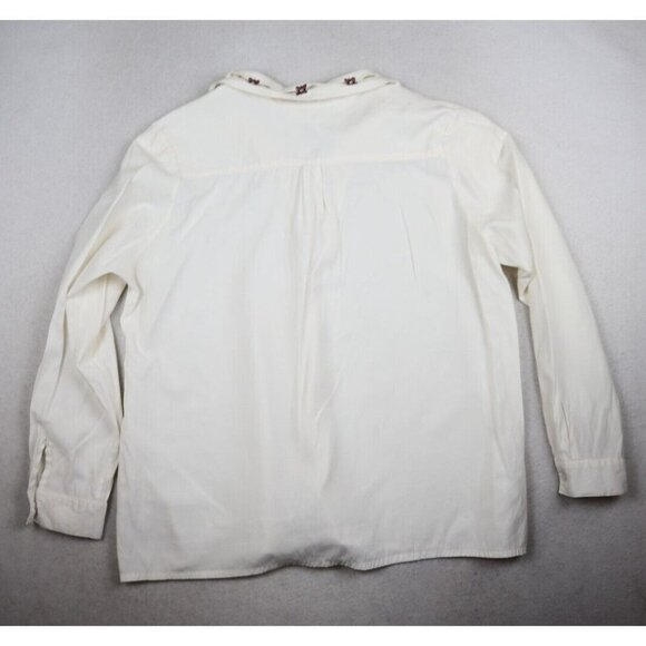 JANTZEN - WOMEN'S IVORY LONG SLEEVE BUTTON-UP BLOUSE - SIZE XL - FLAWS - Picture 13 of 14
